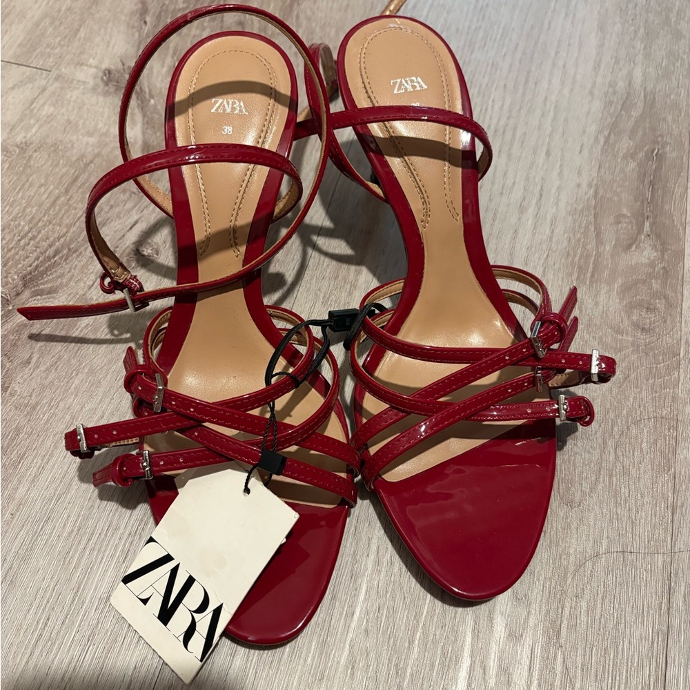 Zara Elegant Red Strappy Heels